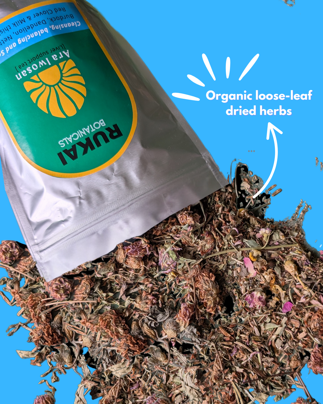 Loose leaf liver cleanse tea with burdock and milk thistle"